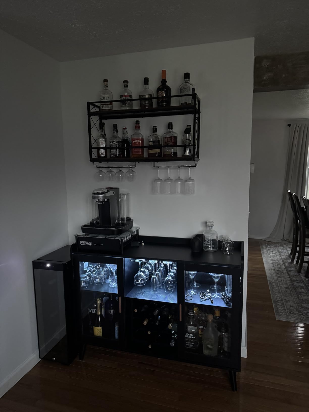 Wine Rack Wall Mounted 2 Tier Wall Wine Rack with Glass Holder, 31.5