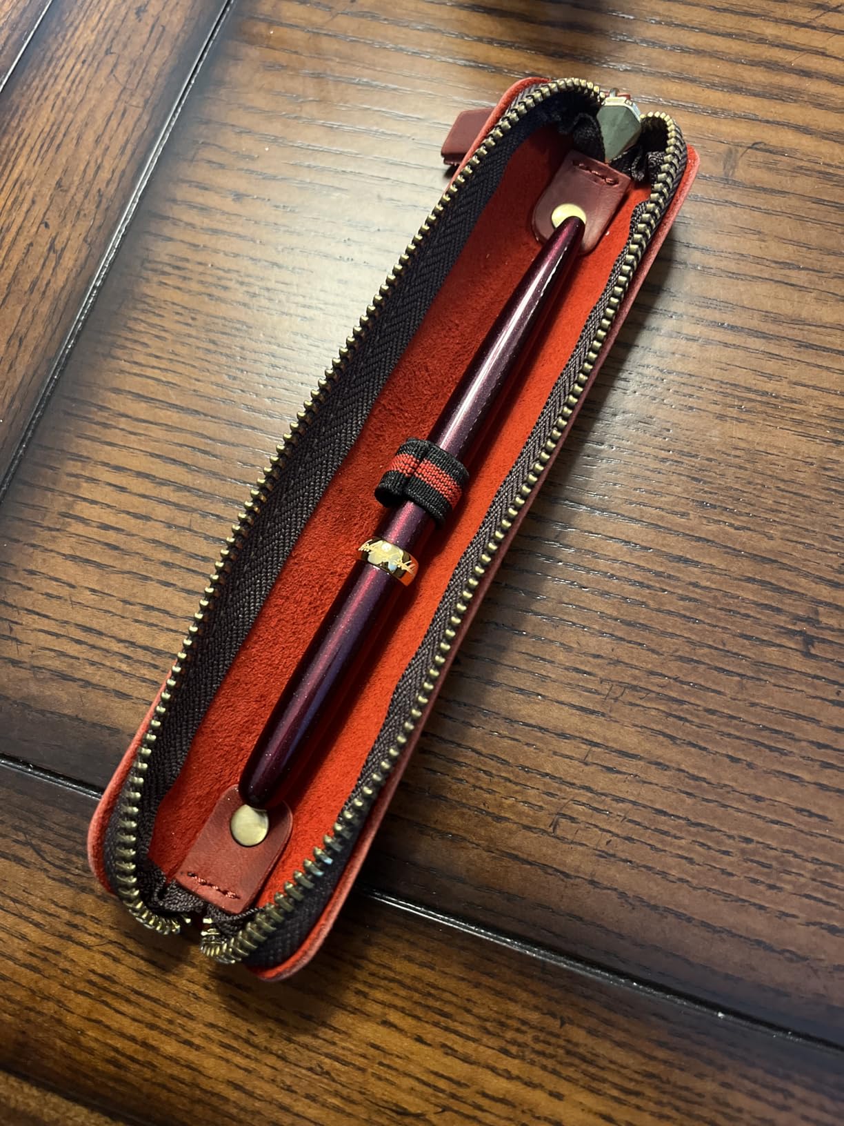 Crazy Horse Leather Pen Pouch Handmade, Single Pen Case Fountain Pen Sleeve Holder Pouch Cover Vintage, Mini Pencil Bag (Brown) customer photo 1