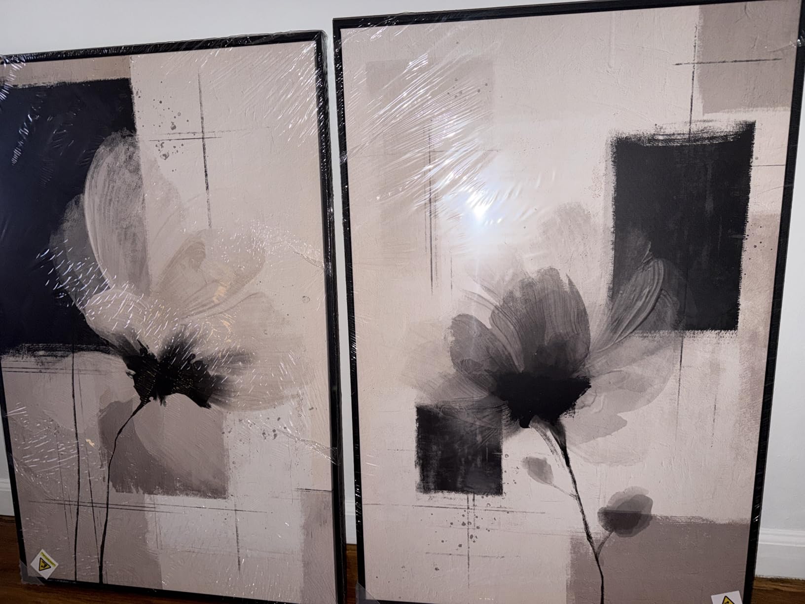 Large Framed Neutral Abstract Wall Art for Living Room, Set of 2 Black and Beige Modern Canvas Prints Paintings Artwork for Walls, Minimalist Block Lines Pictures for Hallway Office Wall Decor 24x36 In customer photo 2