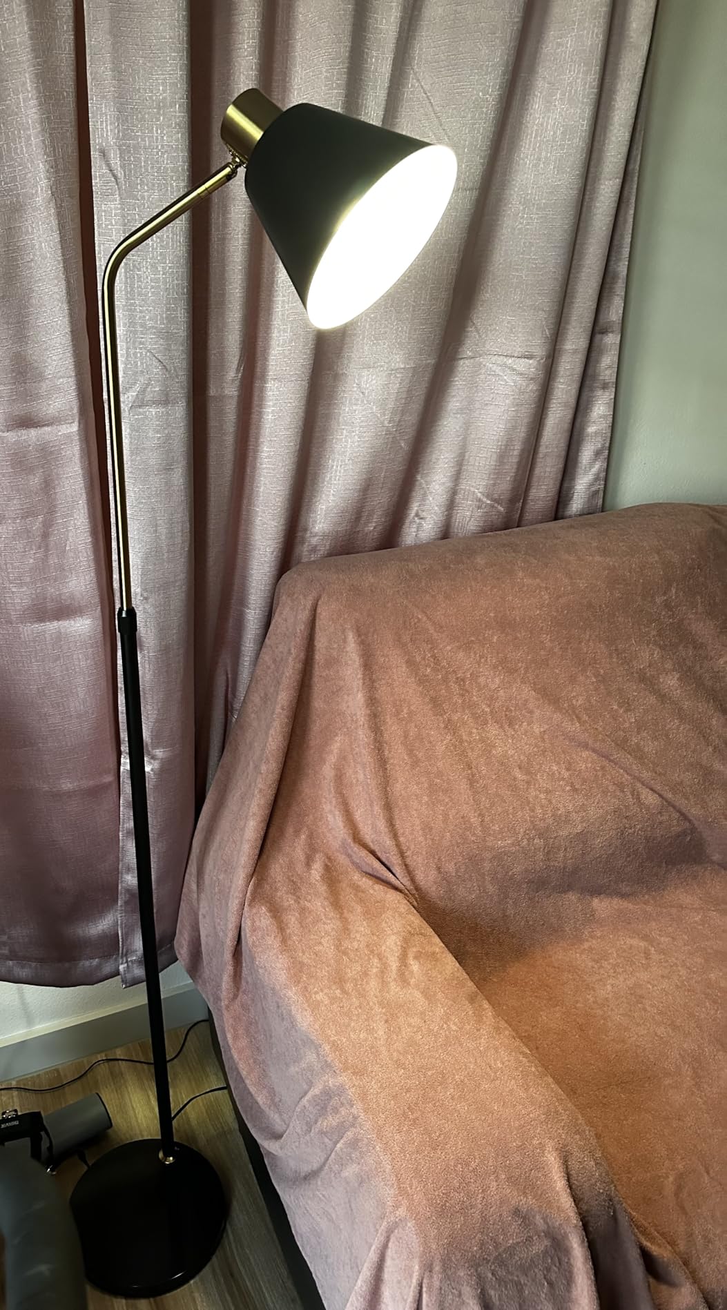 High-end Gold Brass Floor Lamp Bright 12W LED Light, Adjustable in Three Colors and Height, Electroplated Iron Lamp Post, Exquisite Craftsmanship, Standing Lamp for Living Room Bedroom Office Reading customer photo 2