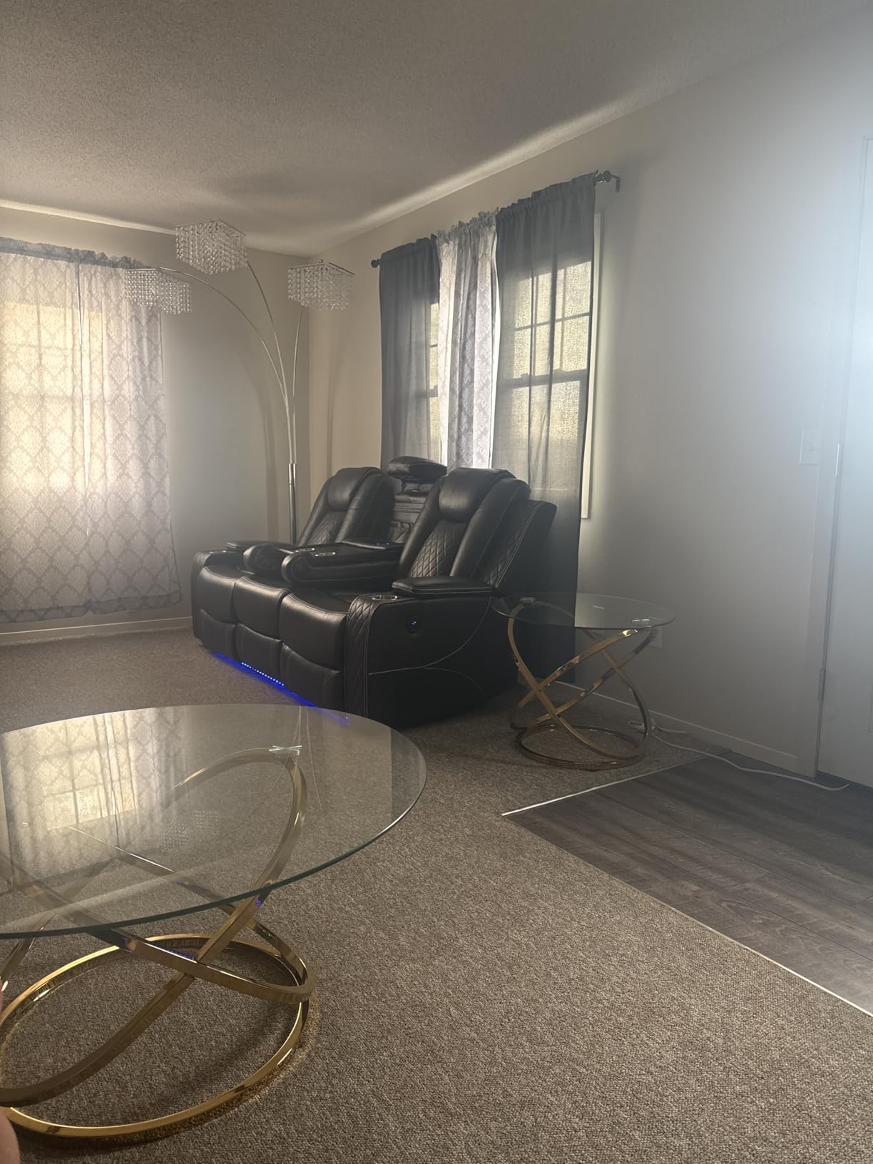 Power Zero Gravity Recliner Sofa Set with Bass Speaker for Living Room, Faux Leather 3 Seater Reclining Couch and Loveseat Seating with Wireless Charger,Reading Light,Home Theater Love seat Sets,White customer photo 2
