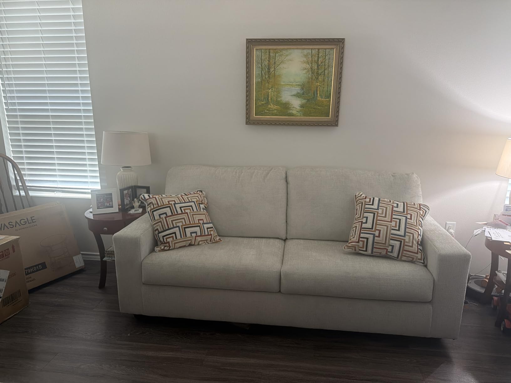 Signature Design by Ashley Aviemore Coastal Sofa Sleeper with Folding Memory Foam Mattress and 2 Accent Pillows, Queen, Beige customer photo 1
