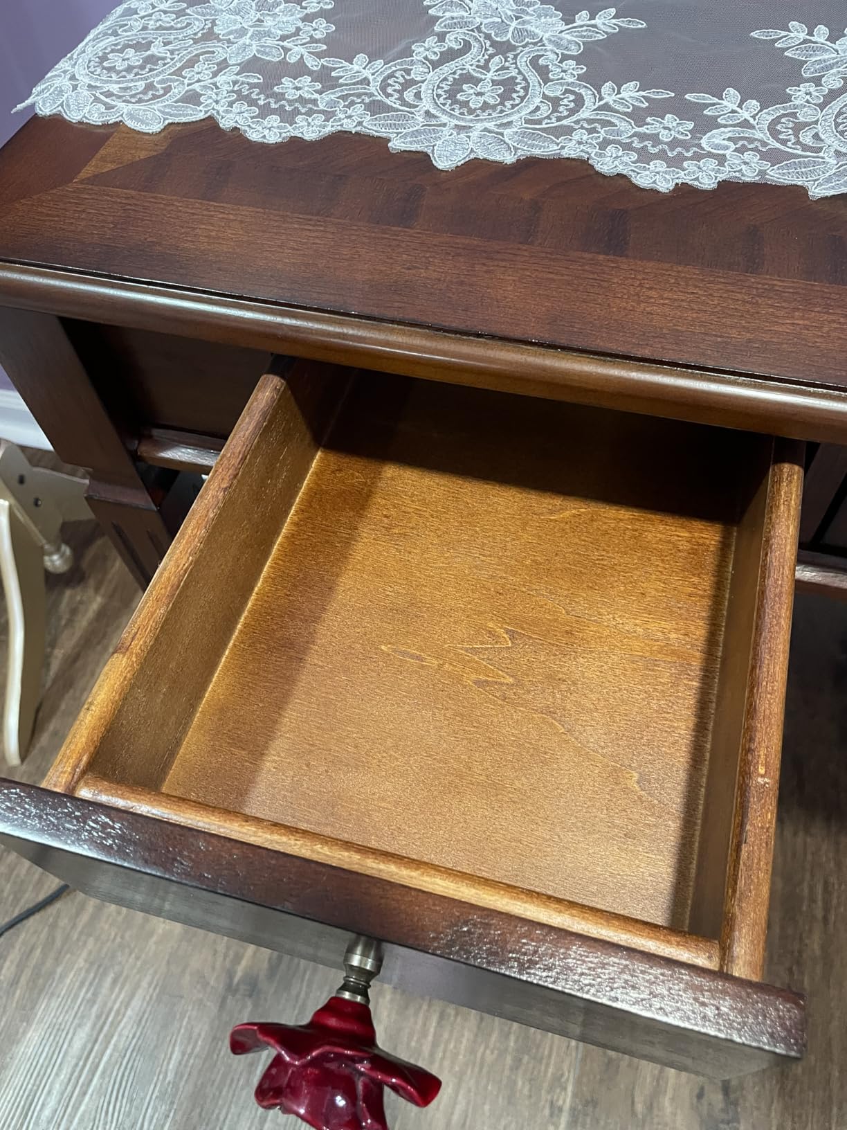 LEEMTORIG Traditional Solid Wood Writing Desk, Small Secretary Desk with 2 Drawers, Mahogany Desk Cherry Wood Writing Table for Home Office, 31.5