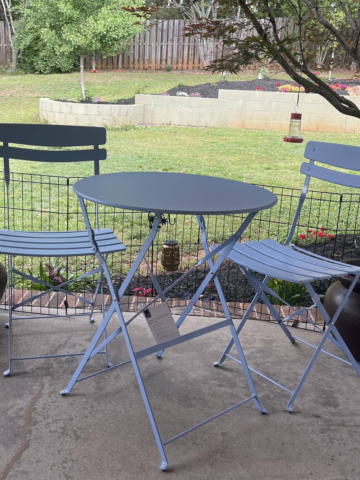 Best Choice Products 3-Piece Bistro Set, Space Saving Folding Design, Solid Steel, Outdoor Patio Furniture Set w/ 2 Chairs, Bistro Table - Sage customer photo 1