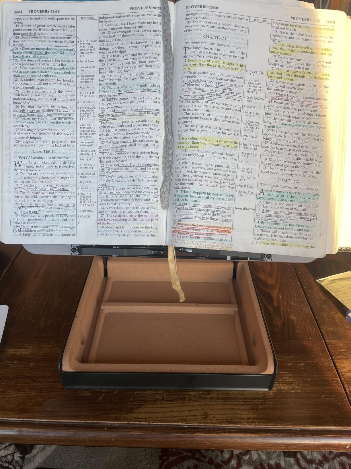 Book Stand with Storage, Book Holder for Reading Hands Free, Wooden Cookbook Stand for Kitchen Counter, Adjustable Reading Stand for Desk, Recipe Stand, Book Prop for Book Lovers customer photo 2