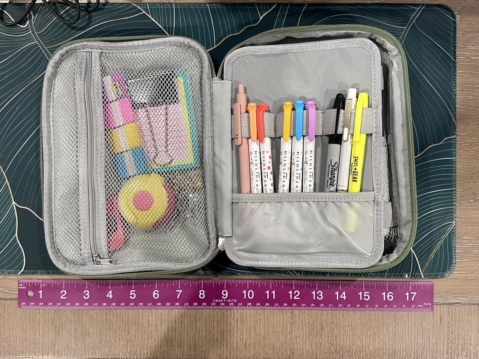 Zannaki Large Capacity Pencil Pouch Organizer | Soft Corduroy Pencil Box for Girls Boys Teens | Cute Big Pen Bag with Multiple Zipper Pockets - Pencil Case Storage for Art Supplies & Stationery-Green customer photo 1