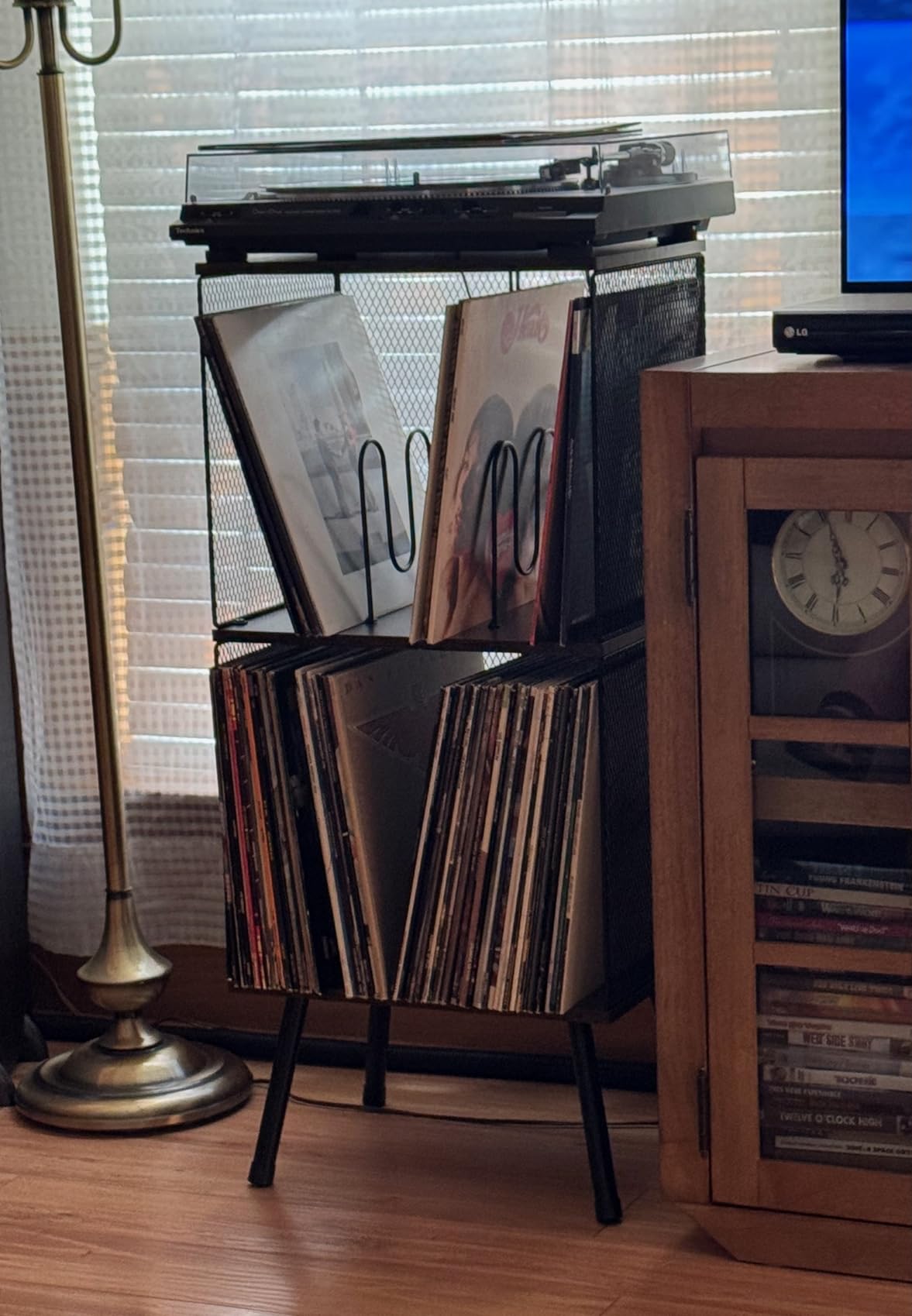 X-cosrack 3-Tier Record Player Stand, Turntable Stand with Storage up to 200 Albums, Corner Vinyl Record Holder with Adjustable Divider, Mid-Century Record Table Vinyl Storage for Bedroom Living Room customer photo 1
