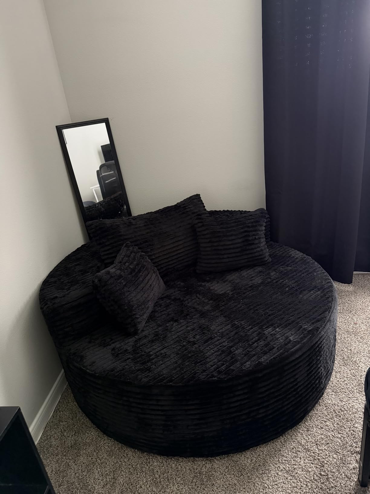 Oversized Round Chair Lounge Chaise Indoor, Upholstered Corduroy Deep Seat Cloud Large Circle Sofa Chair, No Assembly Required, Fluffy Modern Sleeper Sofa Bed for Reading, Living Room, Bedroom customer photo 1