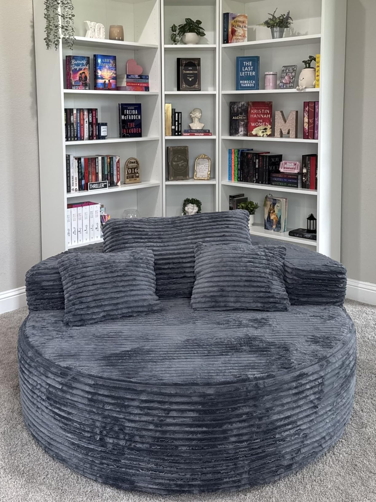Oversized Round Chair Lounge Chaise Indoor, Upholstered Corduroy Deep Seat Cloud Large Circle Sofa Chair, No Assembly Required, Fluffy Modern Sleeper Sofa Bed for Reading, Living Room, Bedroom customer photo 2