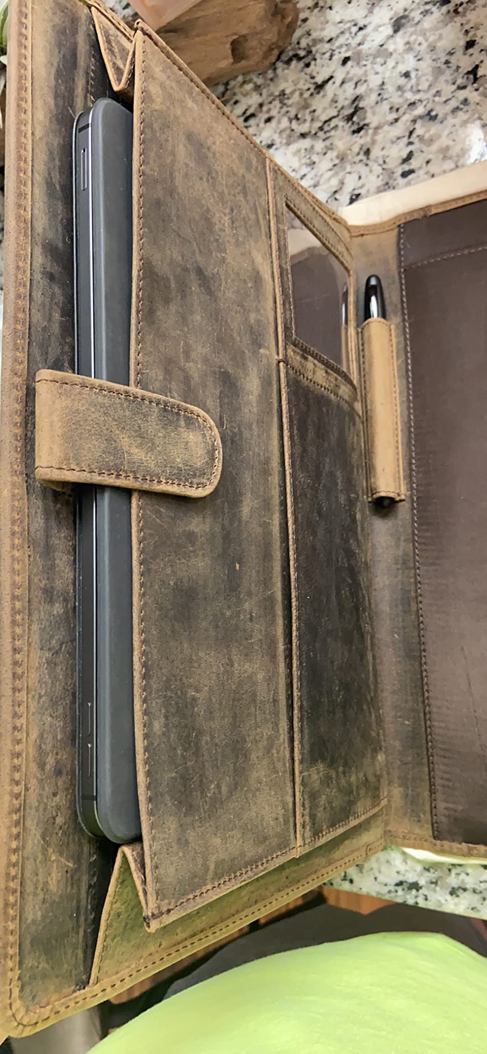 KomalC Leather Portfolio with Zipper Closure | Business Padfolio for Documents, Tablets & Accessories | Vintage Full-Grain Leather Organizer for Professionals customer photo 1