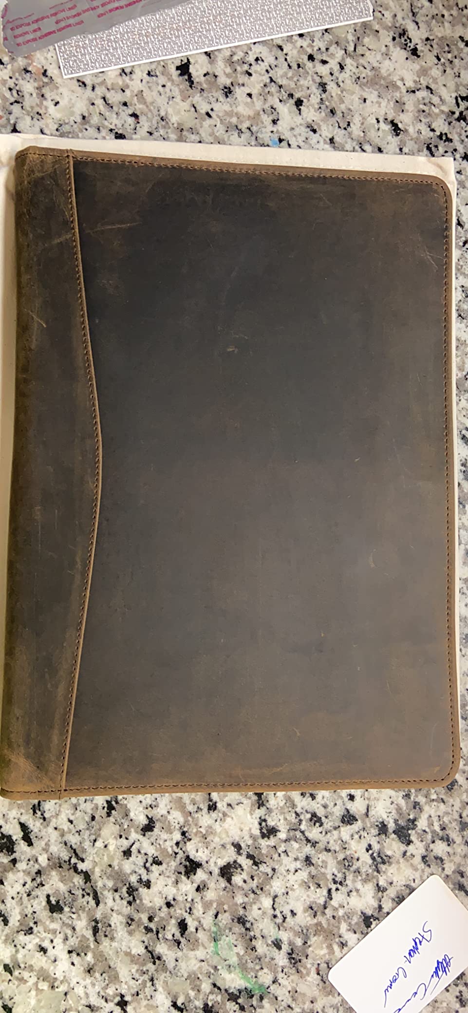 KomalC Leather Portfolio with Zipper Closure | Business Padfolio for Documents, Tablets & Accessories | Vintage Full-Grain Leather Organizer for Professionals customer photo 2