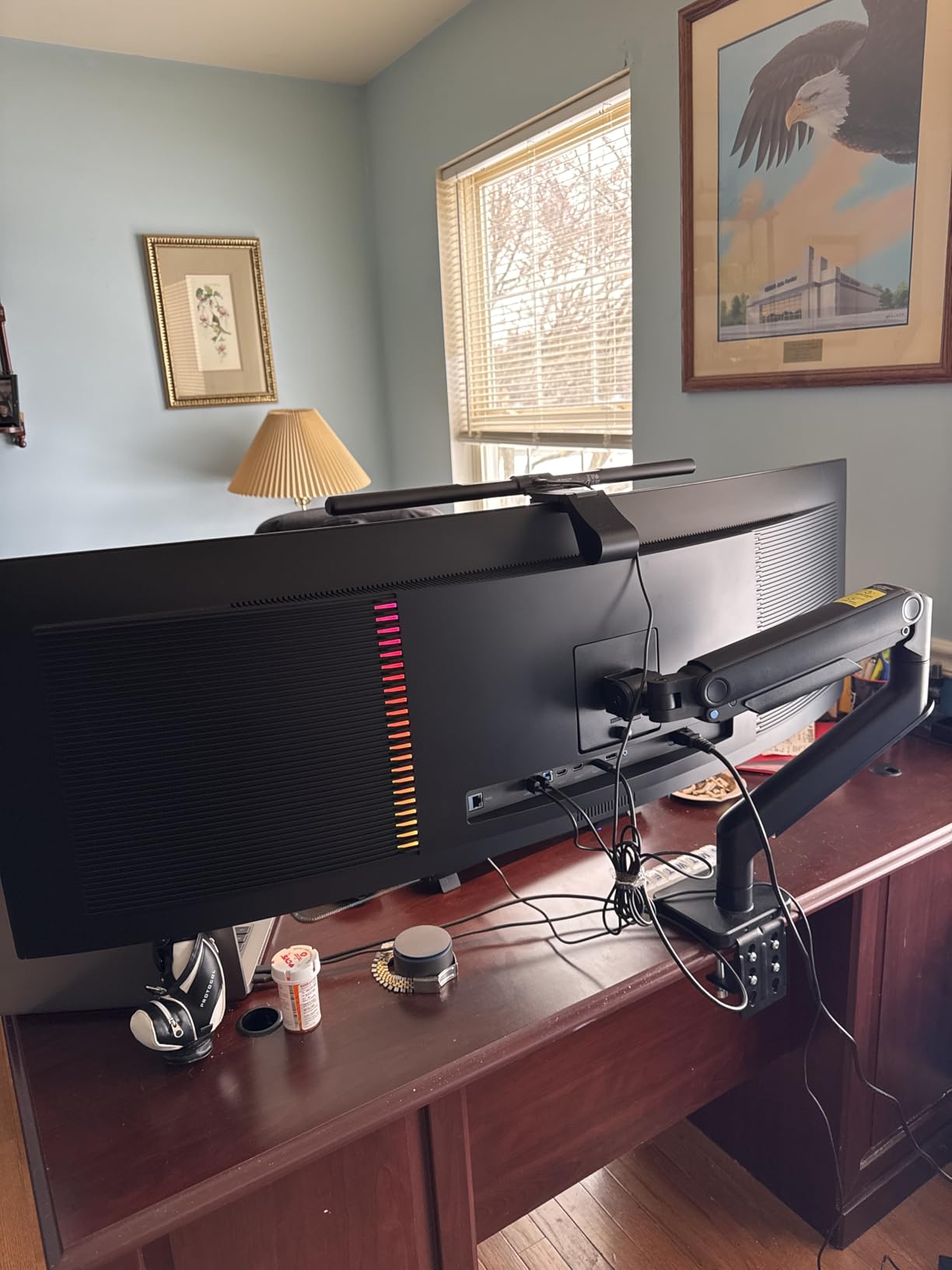 VIVO Heavy Duty Aluminum Ultrawide Monitor Tension Arm for up to 49 inch Screens, Holds 44 lbs, Premium Desk Mount Stand Designed for Samsung Odyssey G9 and More, Black, STAND-V101V customer photo 2