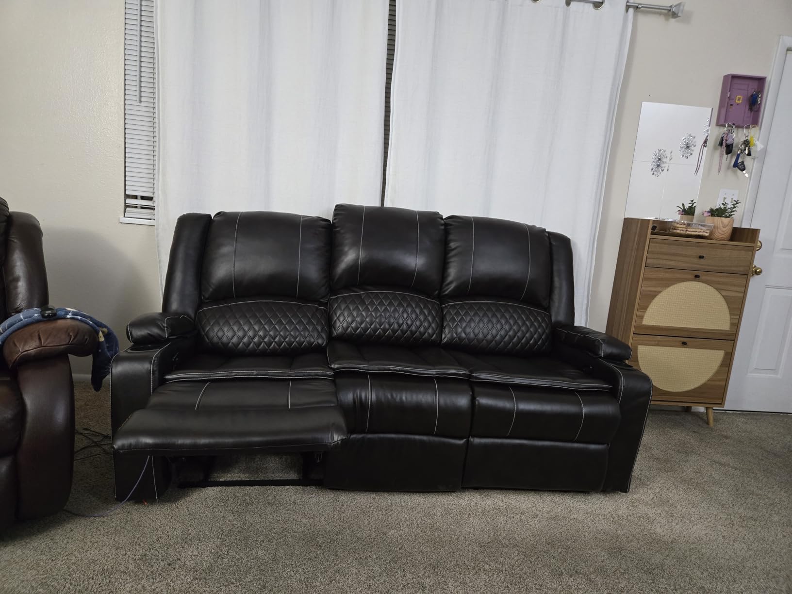 Yolsali Manual Reclining Sectional Sofa Set, 7 Seats Soft Dutch Velvet Recliner Corner Sectional Couch, Family-Sized L-Shaped Recliner Couch with USB Charging, Thickened Padding customer photo 1