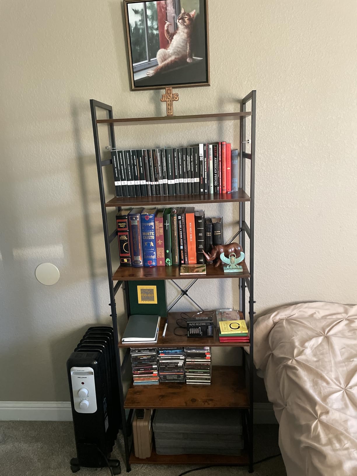 NUMENN 5 Tier Bookshelf, Tall Bookcase Shelf Storage Organizer, Modern Book Shelf for Bedroom, Living Room and Home Office, Dark Walnut customer photo 1