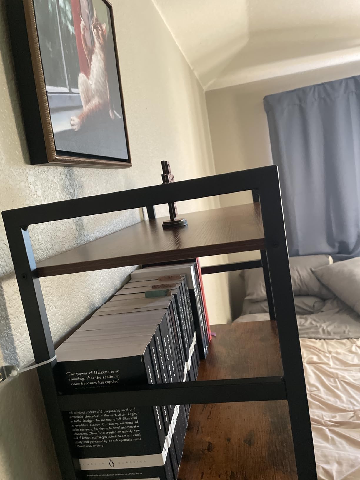 NUMENN 5 Tier Bookshelf, Tall Bookcase Shelf Storage Organizer, Modern Book Shelf for Bedroom, Living Room and Home Office, Dark Walnut customer photo 2