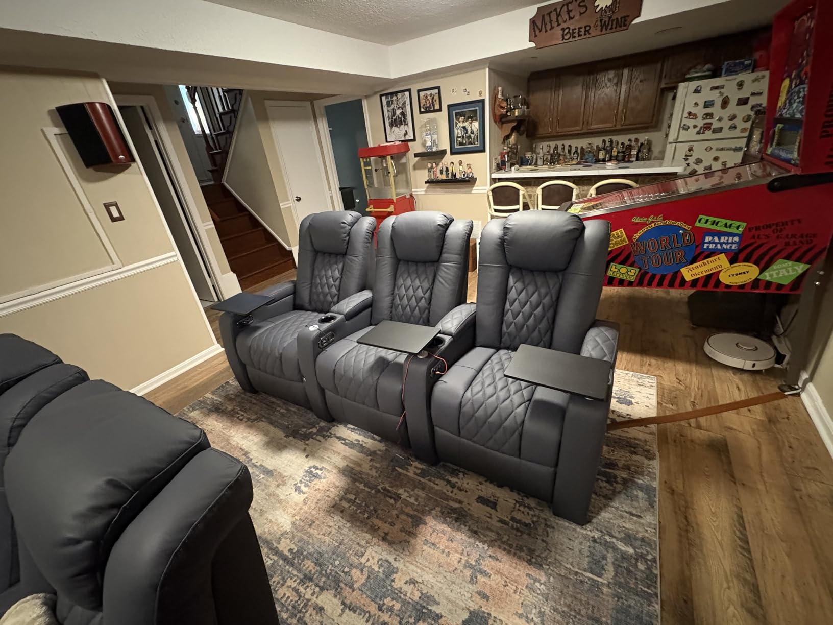 comfiroom Leather Home Theater Seating, Classic Series Dual Power Electric Headrest Game Seats Movie Theater Chairs Recliner Sofa with Type-C USB Charger customer photo 1
