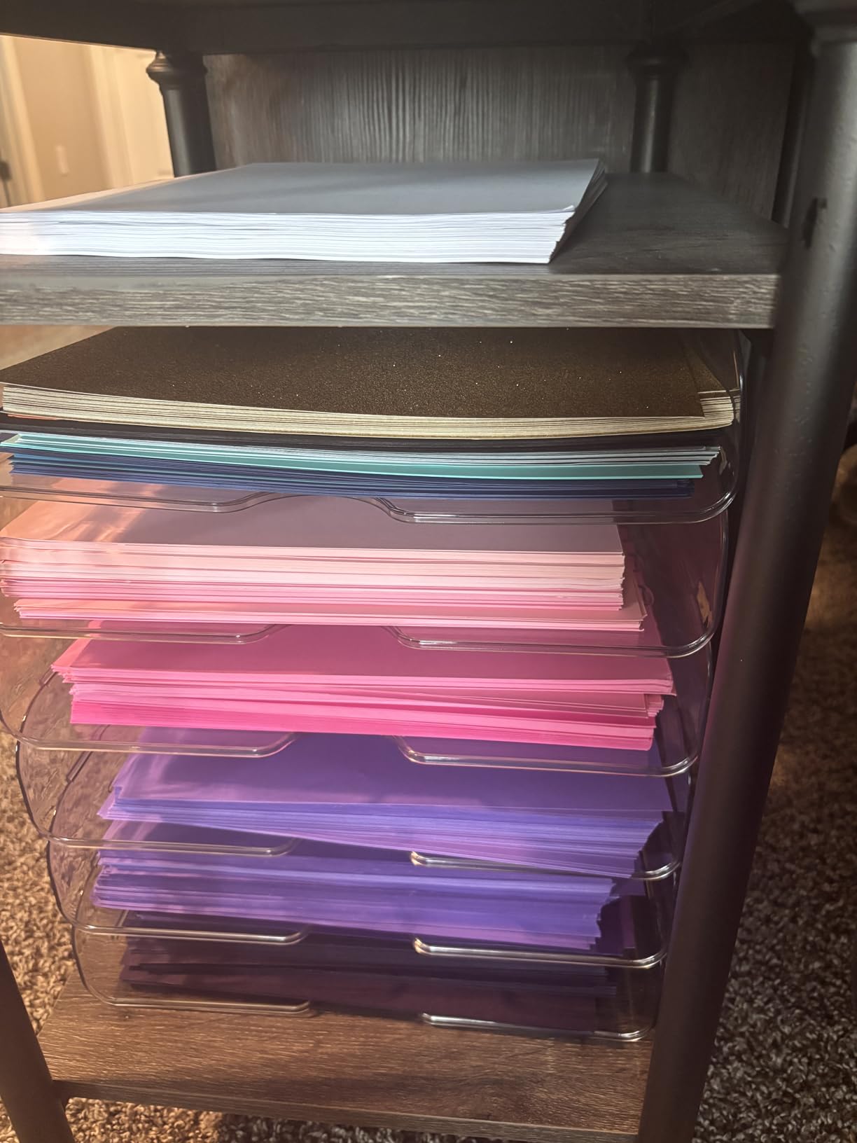 YKLSLH 4 Trays Paper Organizer Letter Tray - Acrylic Desk File Organizer, Stackable Clear Paper Holder Sorter Office Organizer for Letter/A4, Office File Ipad Books Notes Etc customer photo 1