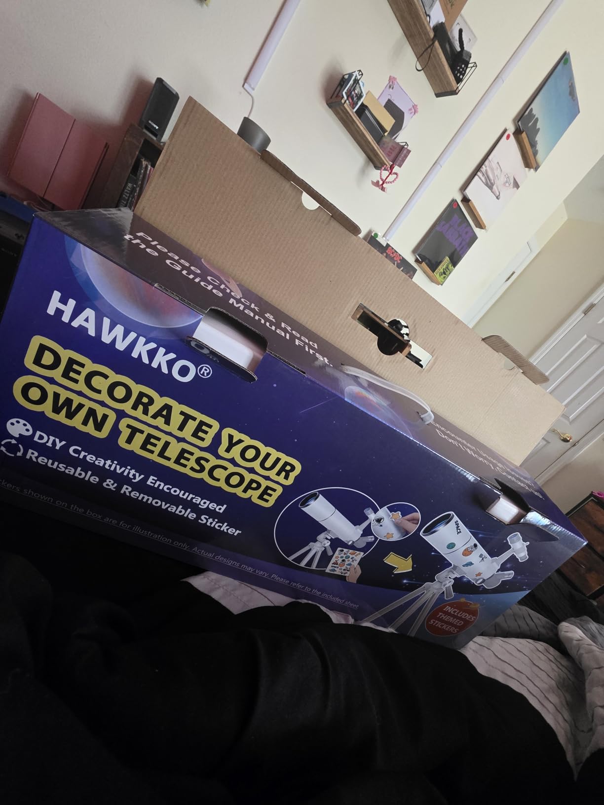 Hawkko Telescope for Adults & Kids - 80mm Aperture 500mm Telescopes for Adults Astronomy, (20X-150X) Portable Refractor Telescope Kit for Beginners with Decorate Stickers, AZ Tripod, Phone Adapter customer photo 2