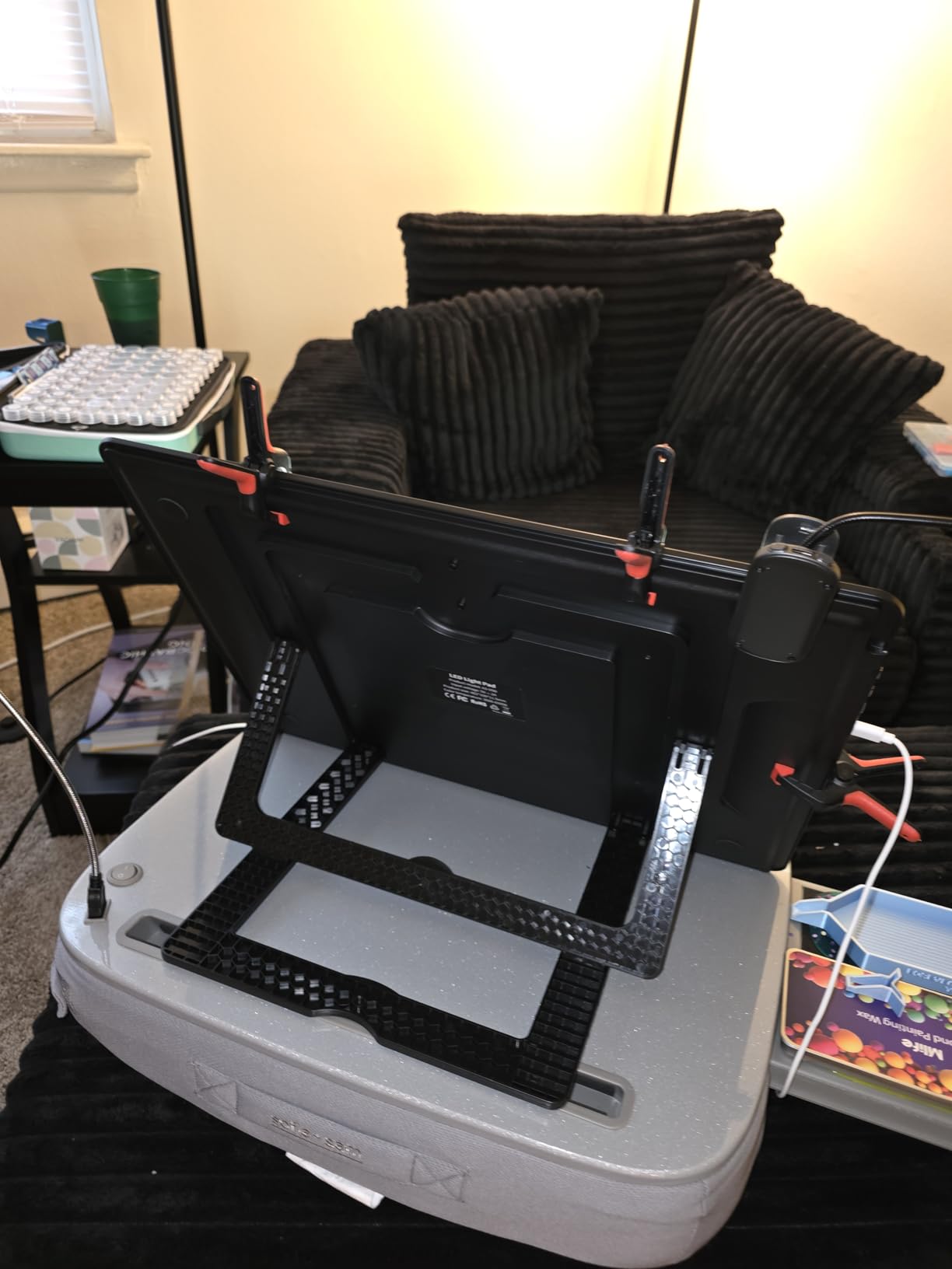 TOHETO Rechargeable A3 Light Board with Stand, Super Bright Magnetic Light Pad with Side Buttons, Wireless Light Box for Tracing and Drawing, Cordless LED Light Table for Diamond Painting, Sketching customer photo 1