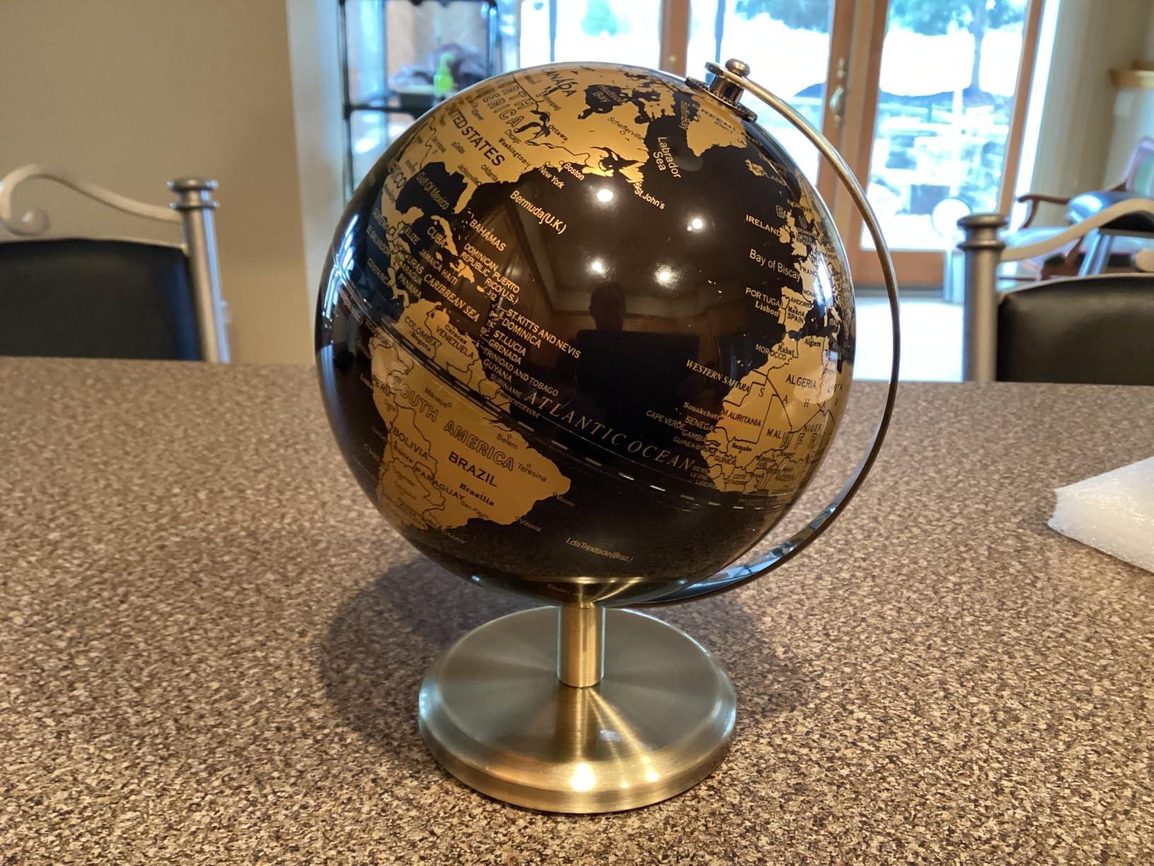6 Inch Small World Globe with Antique Bronze Stand Black Gold Earth Desktop Decor customer photo 2