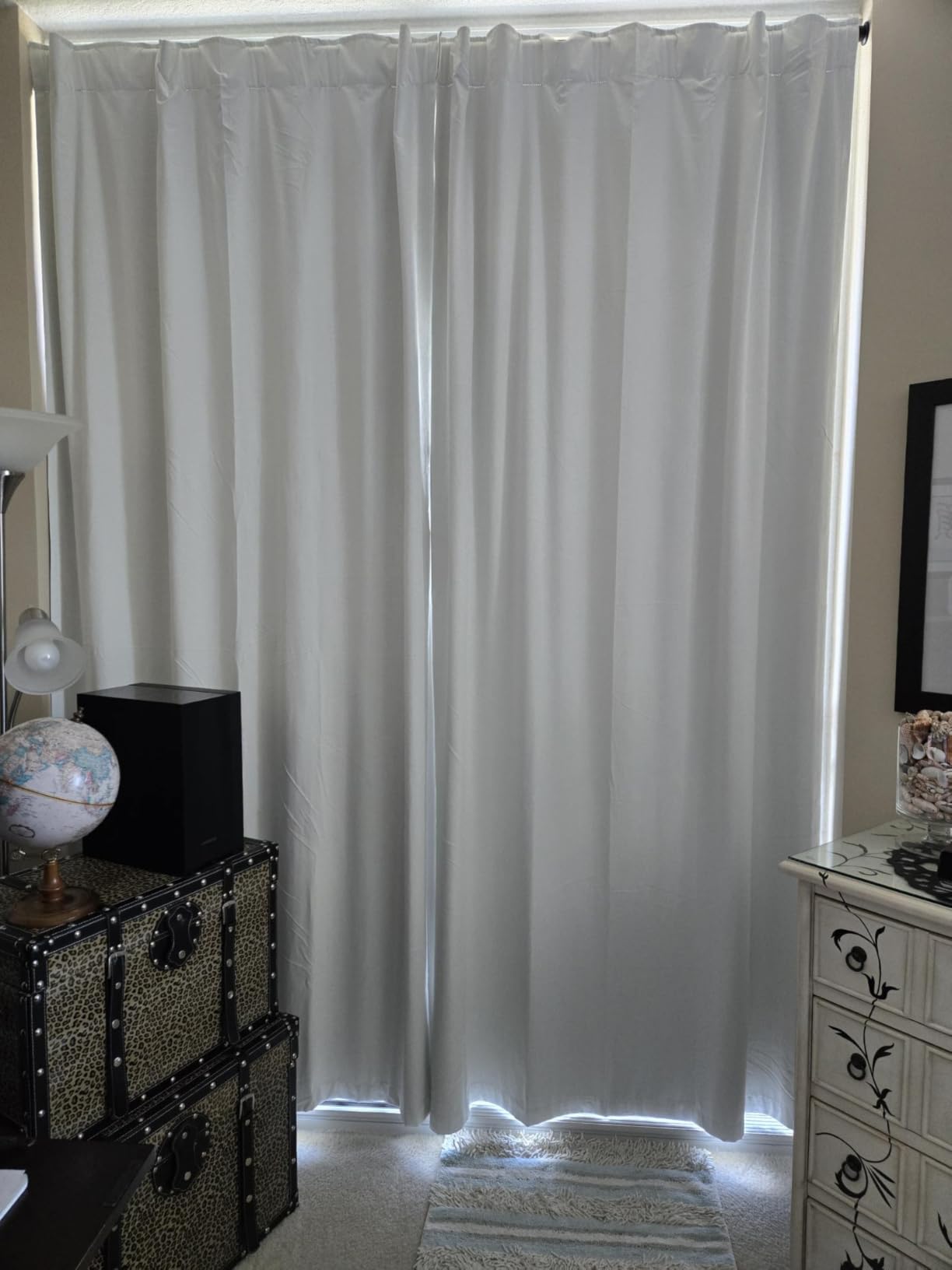 Extra Wide 70 Inch Linen Soundproof Blackout Thermal Curtains for Summer Heat, Noise Reducing Insulated Black Out Sliding Door Curtain for Bedroom 84 Inch Long, 2 Panel Set customer photo 1