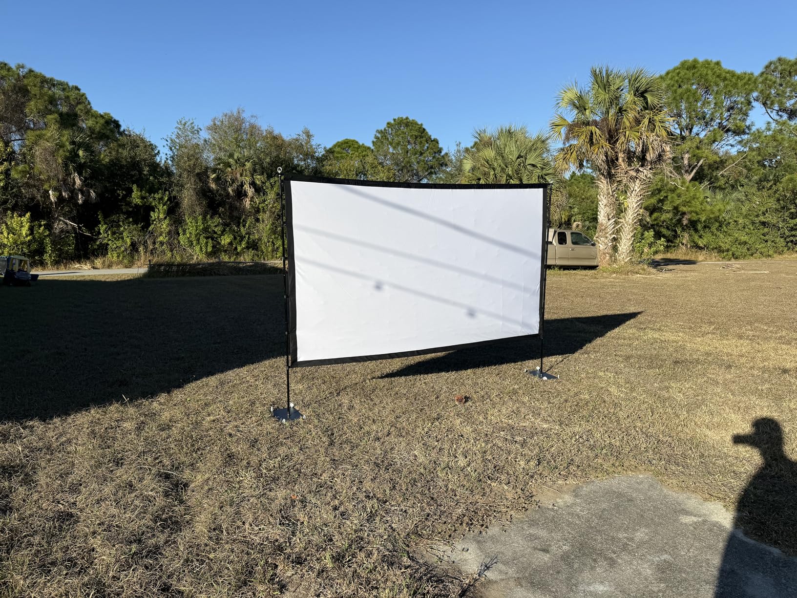Outdoor Projector Screen with Stand - VOOPVOR 120 inch Projector Screen Portable - Lightweight Projection Screens Indoor Front/Rear - Movie Screen 16:9 4K HD with Catty Bag for Backyard Home Theater customer photo 2