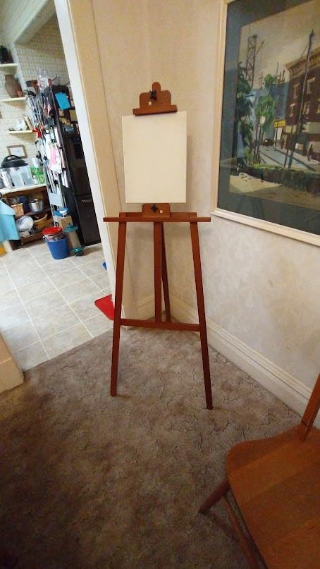 A-Frame Wooden Easel for Painting, Beechwood Studio Easel Stand for Beginners and Adults, Adjustable Floor Display Stand Holding Canvases Up to 36 Inches customer photo 2