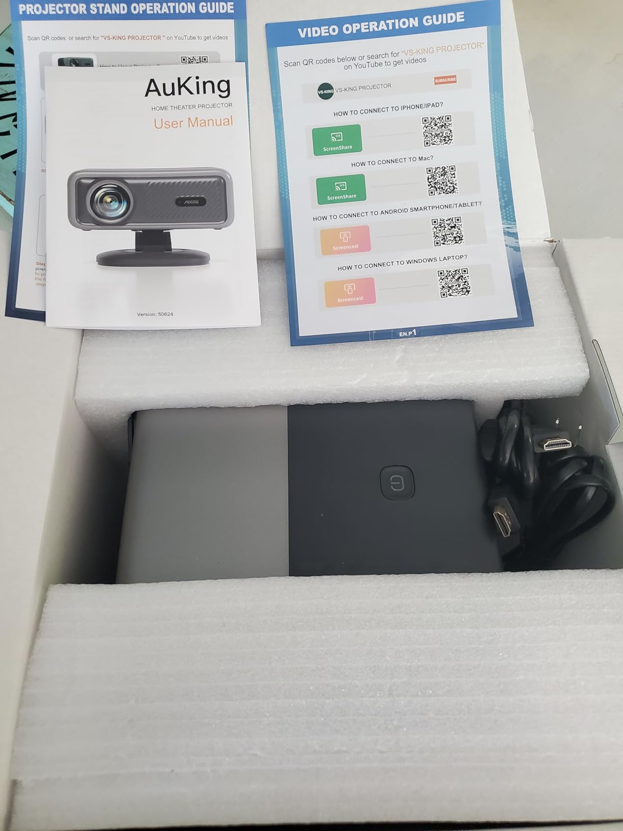 [Officially-Licensed APP & 2500ANSI] 4K Projector with WiFi and Bluetooth, 3D Dolby Audio and Auto Focus Smart Projector, Outdoor Movie Home Theater Proyector with Omni-Adjustable Stand (grey) customer photo 1