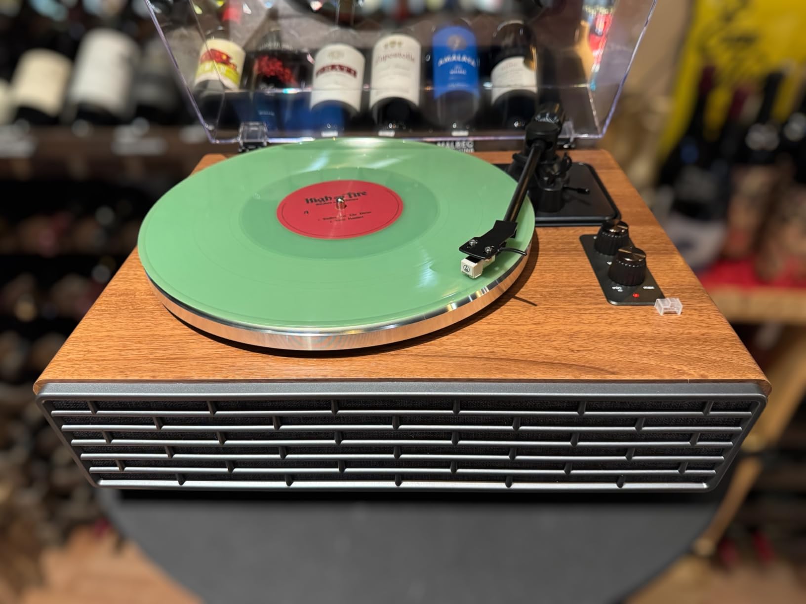 XJ-HOME All in One Vinyl Record Player with 4 Treble/Bass Stereo Speakers, Bluetooth HiFi Turntables for Vinyl Records with Magnetic Cartridge AT-3600L, Phono Preamp, 33/45RPM, 2-Speed, AUX in/RCA Out customer photo 1