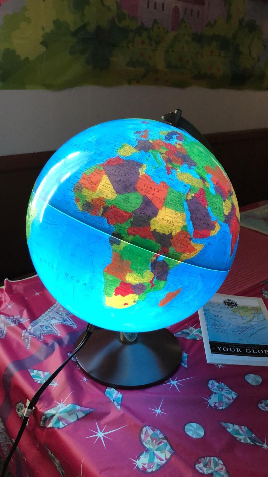 Replogle World Globe with Stand, 12 Inch diameter with 3-D Raised Relief Texture - Presscraft Antique, Made In USA customer photo 1