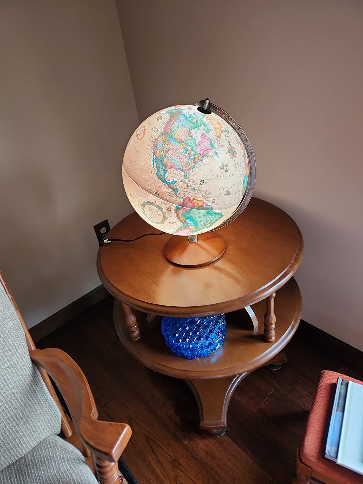 Replogle World Globe with Stand, 12 Inch diameter with 3-D Raised Relief Texture - Presscraft Antique, Made In USA customer photo 2