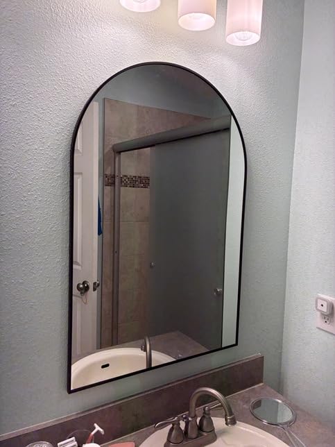 Arched Wall Mirror 36x24 Inch Gold Bathroom Vanity Mirror with Metal Frame, Modern Arch Mirror for Bedroom, Living Room, Entryway, Wall Mounted Decorative Mirror customer photo 2