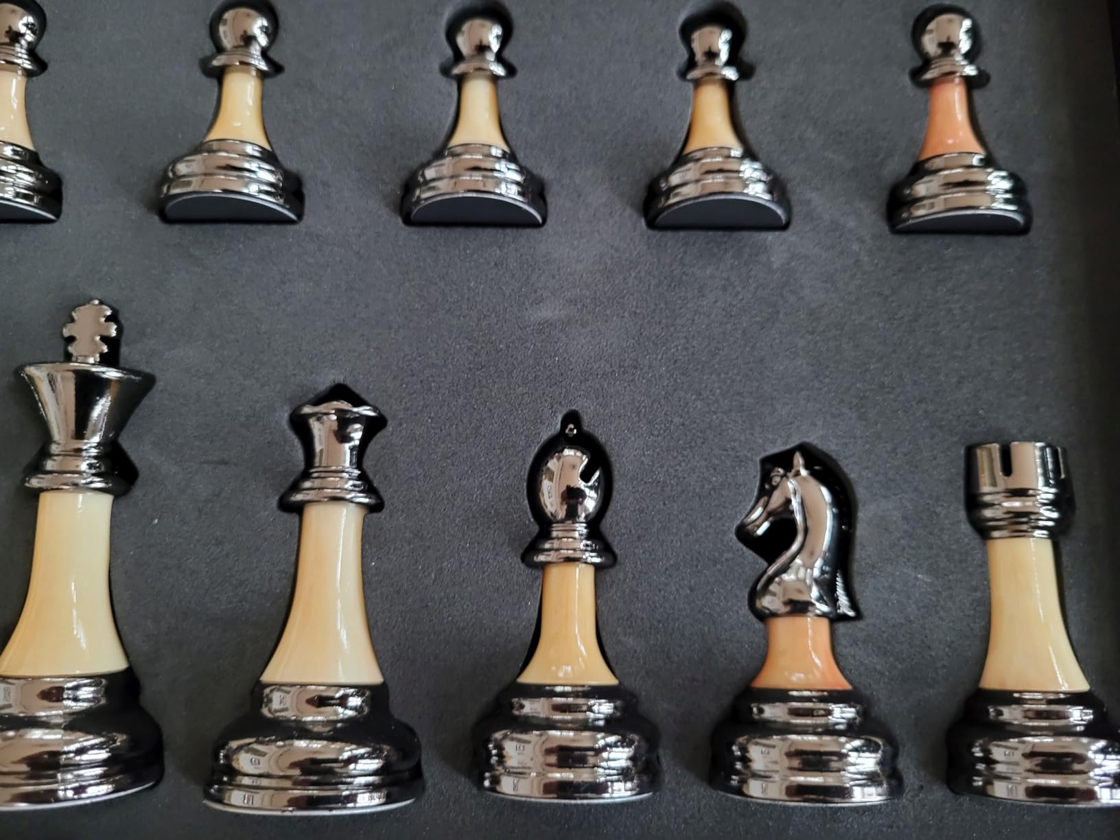 Luxury Large Metal & Acrylic Chess Set with Wooden Chess Board (17