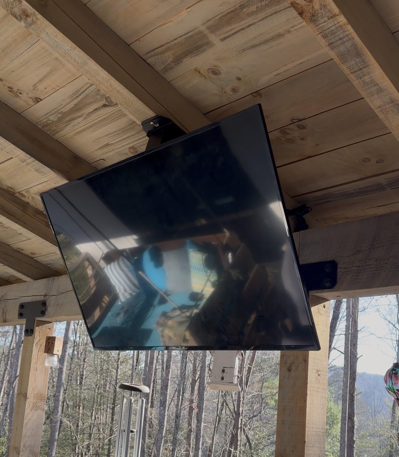 monTEK Motorized Ceiling TV Mount for 43-86 Inch TVs, Heavy-Duty 121lbs (4X Load Tested), Off-Center VESA Compatible, Electric Flip Down with Remote/App/Voice Control, Fits Flat & Pitched Roof customer photo 1