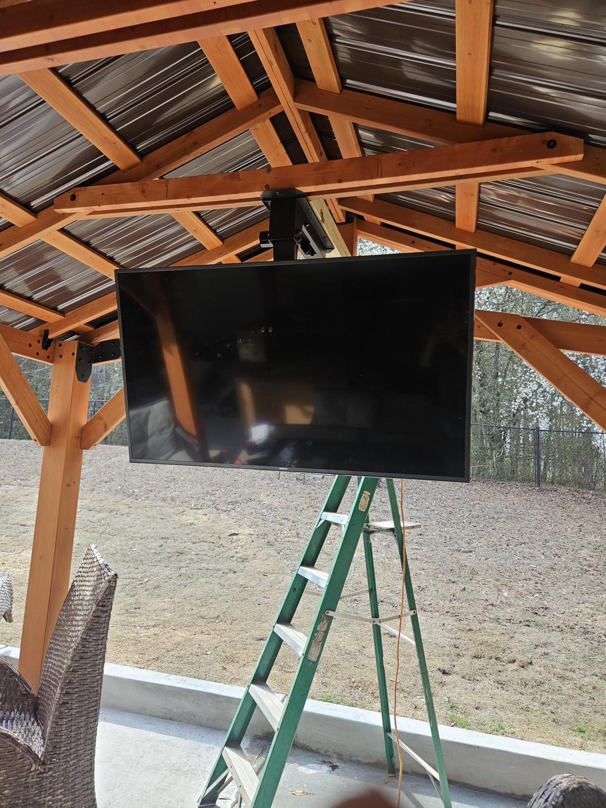 monTEK Motorized Ceiling TV Mount for 43-86 Inch TVs, Heavy-Duty 121lbs (4X Load Tested), Off-Center VESA Compatible, Electric Flip Down with Remote/App/Voice Control, Fits Flat & Pitched Roof customer photo 2