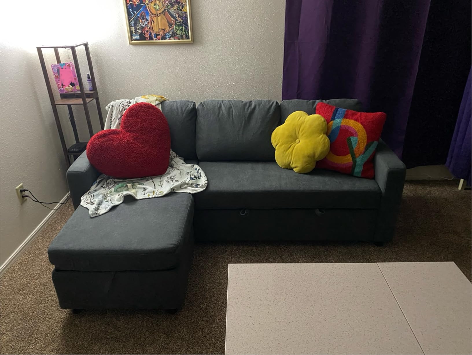 Yaheetech Sectional Sofa L-Shaped Sofa Couch Bed w/Chaise & USB, Reversible Couch Sleeper w/Pull Out Bed & Storage Space Living Room Beige customer photo 1