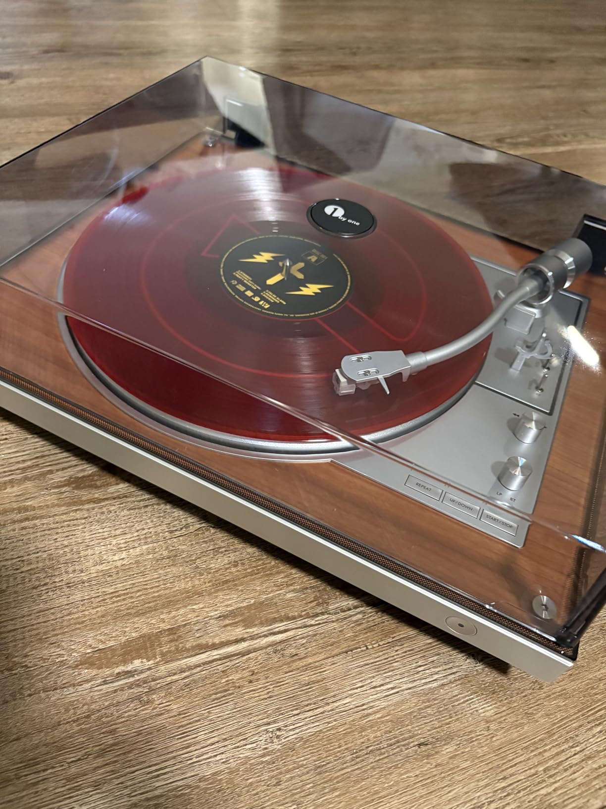 1 BY ONE Fully Automatic Belt-Drive Turntable, Wireless Vinyl Record Player with Automatic Repeat Function, Remote Control, Phono Preamp, AT-3600L Cartridge, 33/45 RPM customer photo 2