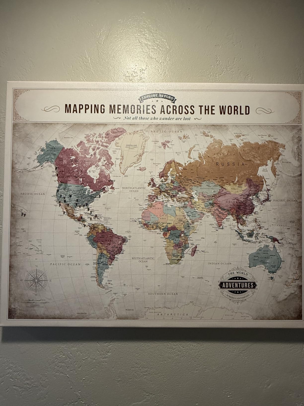 DECORARTS - Oversized Antique Vintage World Map Canvas Wall Art, Extra Large Old World Maps for Wall, Gallery Statement, Hand-Stretched Giclee Print, Handcrafted in USA, 40x30