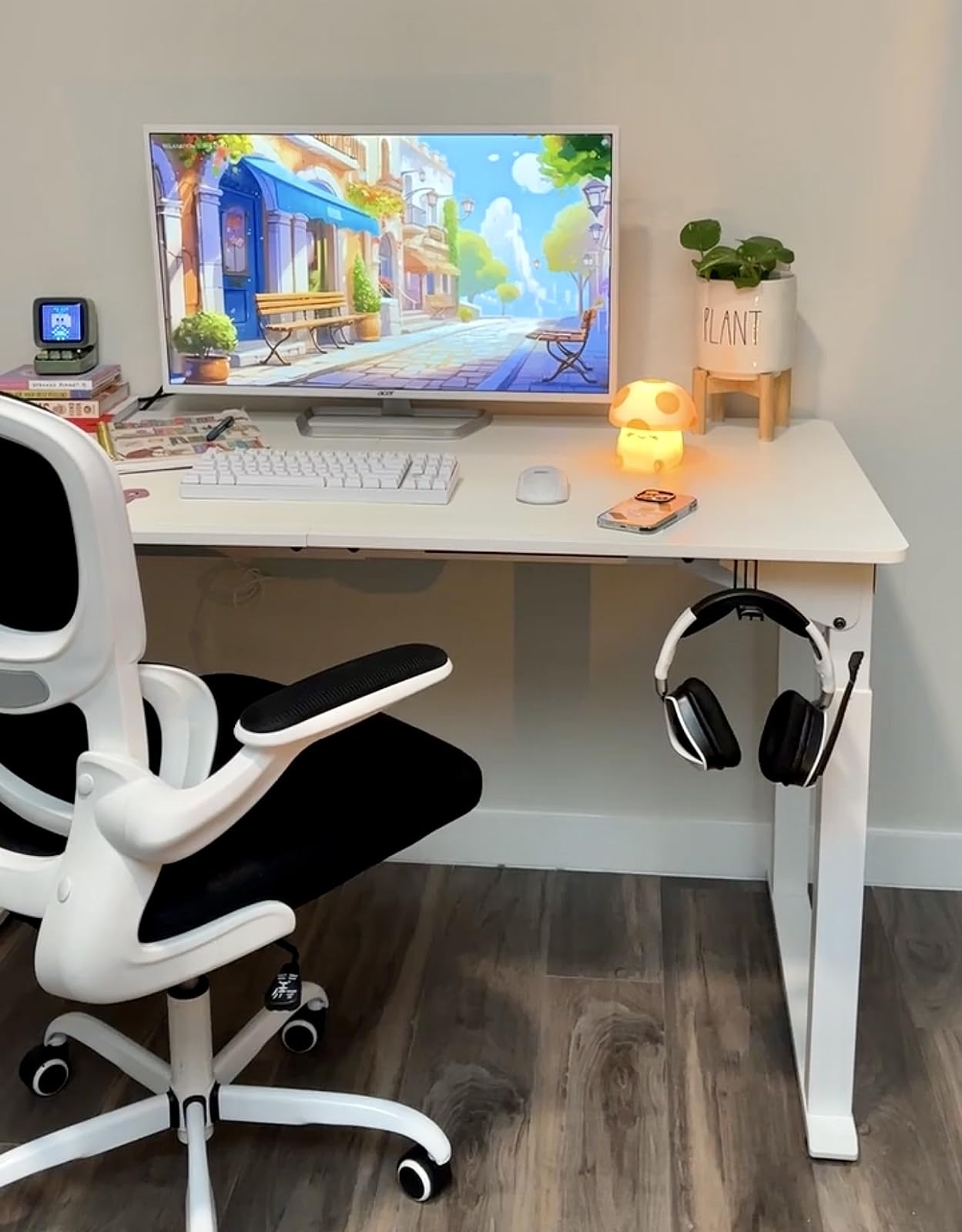 FLEXISPOT 4-Leg L-Shaped Standing Desk, 71 x 43 Inches Electric Height Adjustable Desk with Memory Controller, 220lb Load Capacity, Reversible L/R Corner Desk for Home Office, Gaming & Study, White customer photo 2