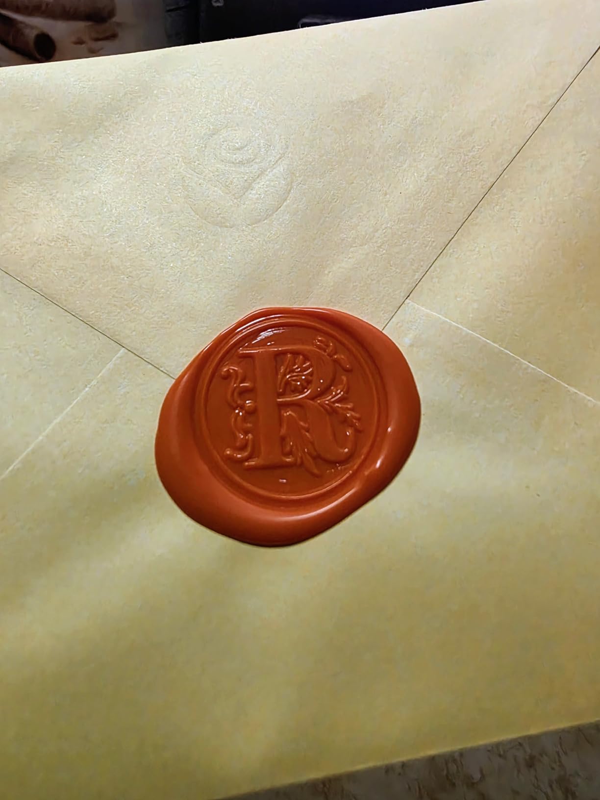 A Wax Seal Stamp Kit, TEKGERLU 360 PCS 18 Colors Wax Beads, Copper A Letter Stamp with Solid Wood Handle, Full Tools for Wedding Invitations, Envelope Sealing customer photo 1