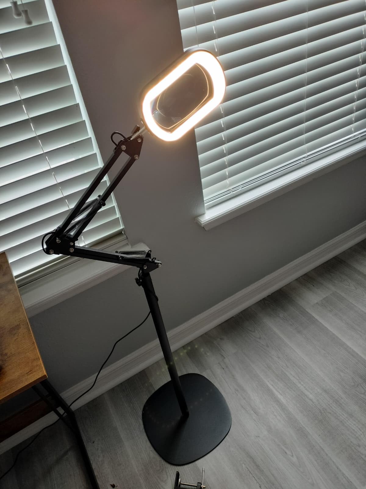 IVMAIE 12X Magnifying Glass with Light and Stand, Real Glass Lens, 5 Color Modes LED Dimmable Lighted, 3-in-1 Floor Lamp with Clamp, Hands Free Magnifier for Reading, Craft Sewing Painting Close Work customer photo 2