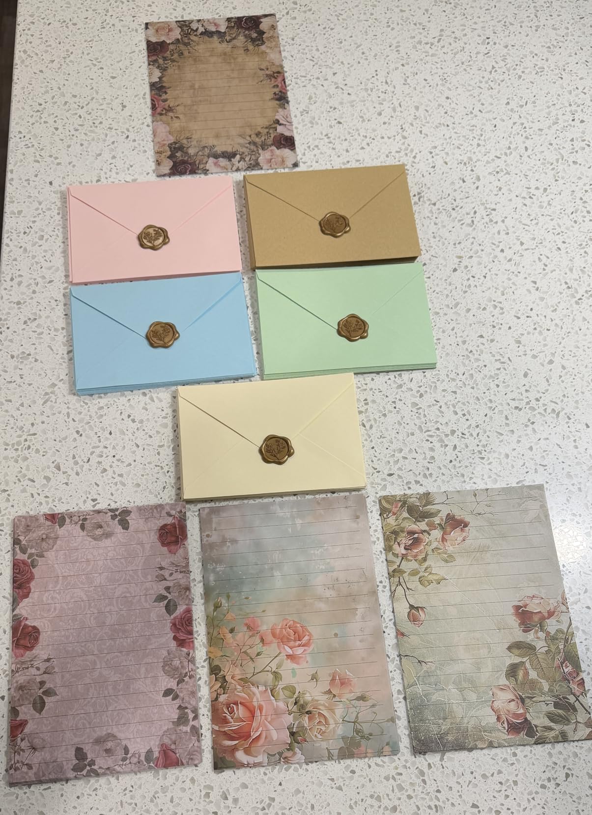 200 Pcs Stationary Writing Paper with Envelopes Set 50 Vintage Floral Letter 50 Envelopes 50 Dried Babys Breath 50 Wax Seal Stickers Hemp Ropes Letter Writing Kit Stationery Gifts for Wedding customer photo 2