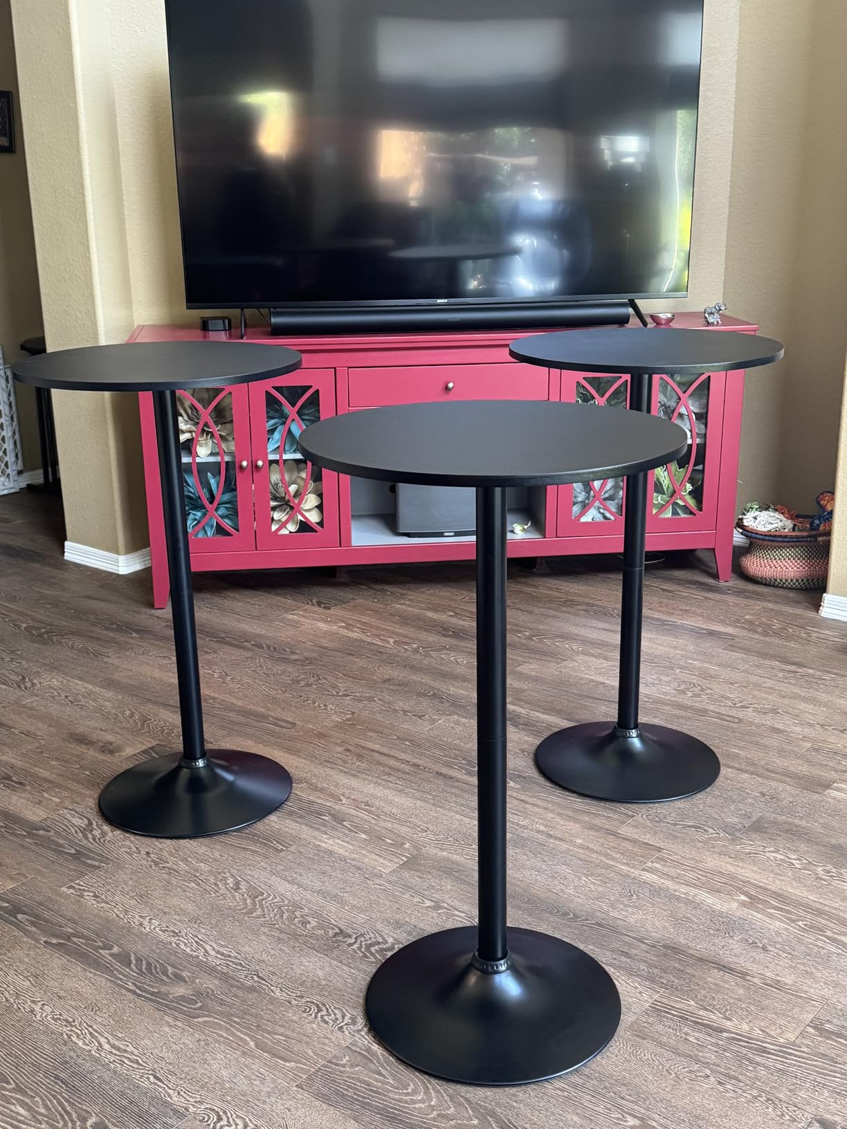 Furmax Bistro Pub Table Round Bar Height Cocktail Table for Home Bar, Round Bar Tables for Party, Dining Room, Living Room and Wedding, Metal Base MDF Top, 40.6 Inch Height customer photo 2