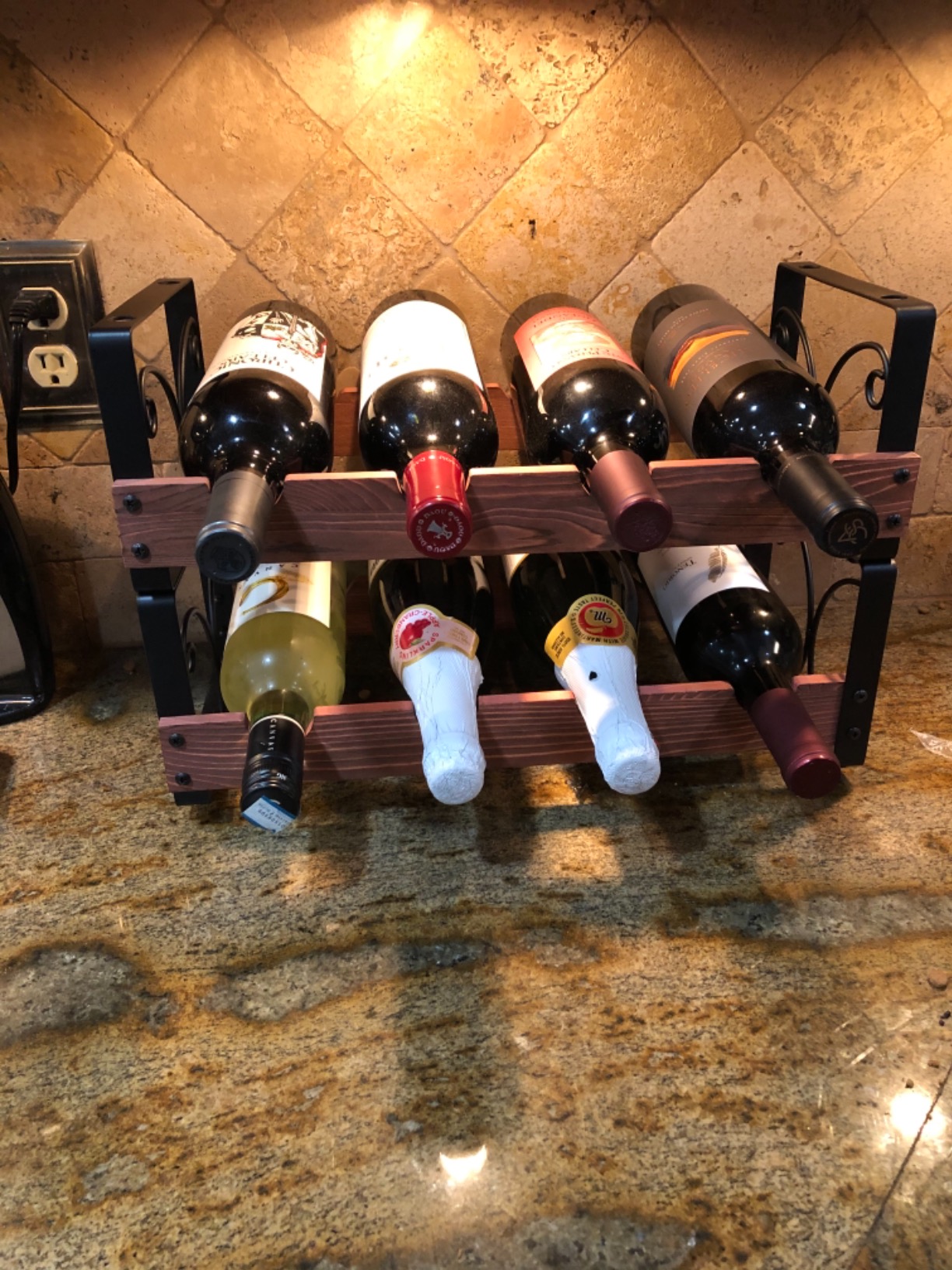 X-cosrack Wine Racks Countertop, Small Wine Rack with Wine Glass Holder, Mini Countertop Wine Rack for Kitchen Pantry Home Bar customer photo 1