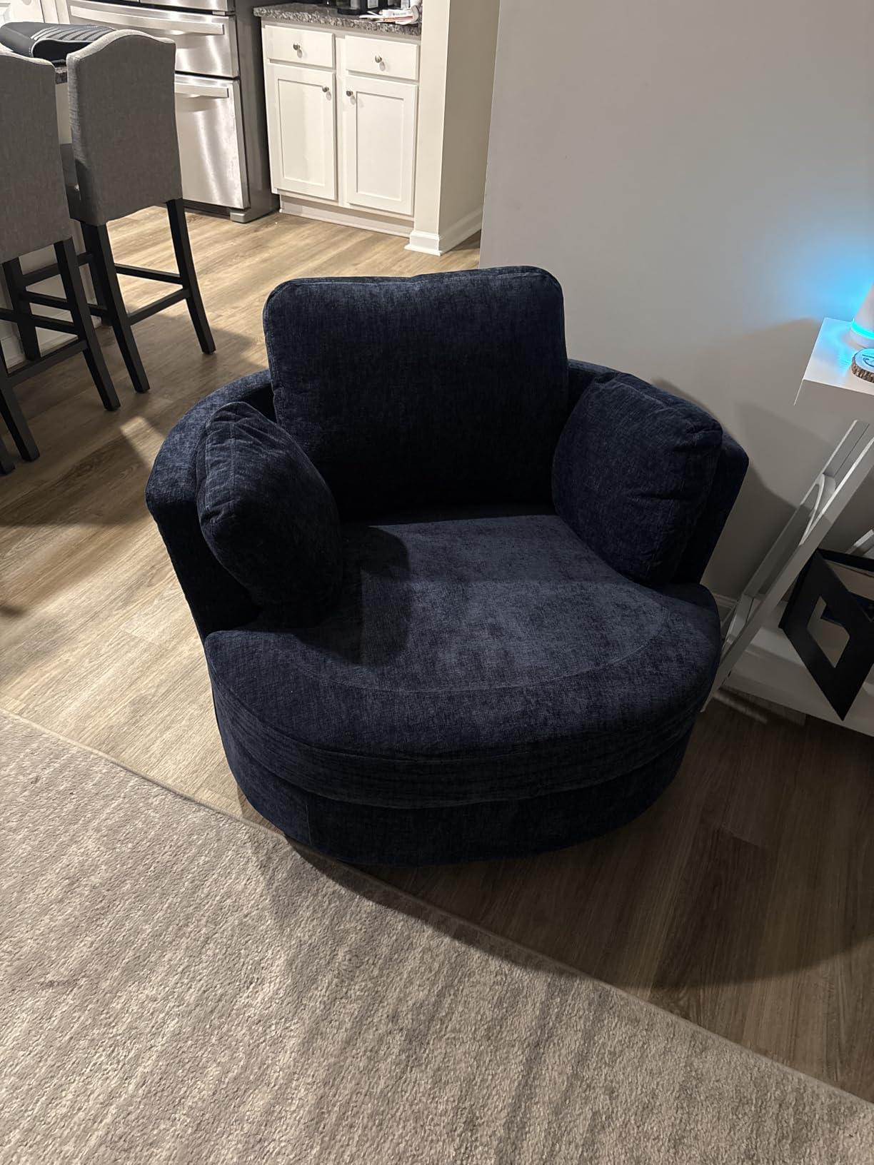 49.6''W Oversized Swivel Barrel Chair with Storage Ottoman, Chaise Lounge Single Chair with Foot Rest for Living Room, Apartment, Bedroom (Beige with Ottoman) customer photo 1