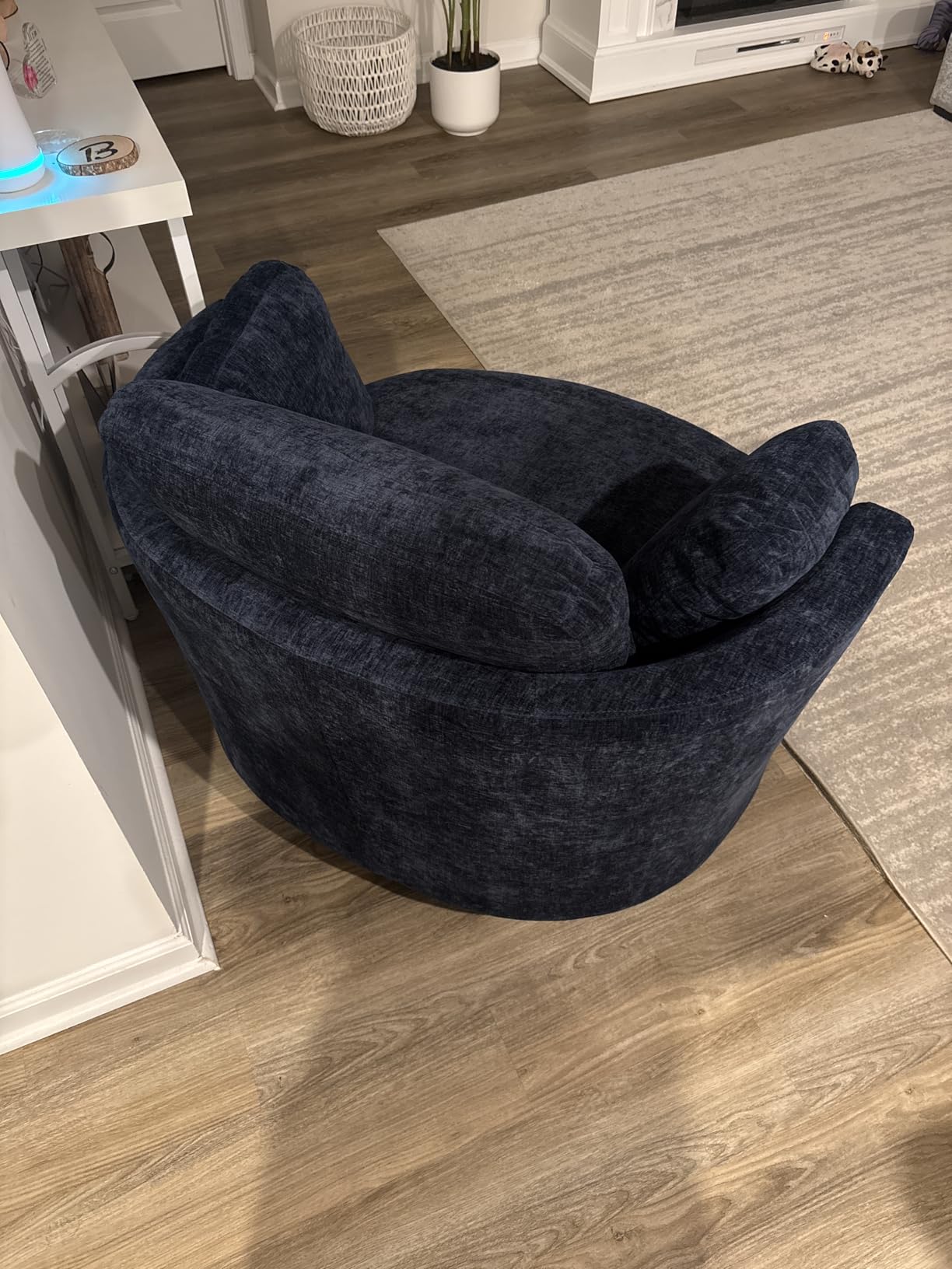 49.6''W Oversized Swivel Barrel Chair with Storage Ottoman, Chaise Lounge Single Chair with Foot Rest for Living Room, Apartment, Bedroom (Beige with Ottoman) customer photo 2