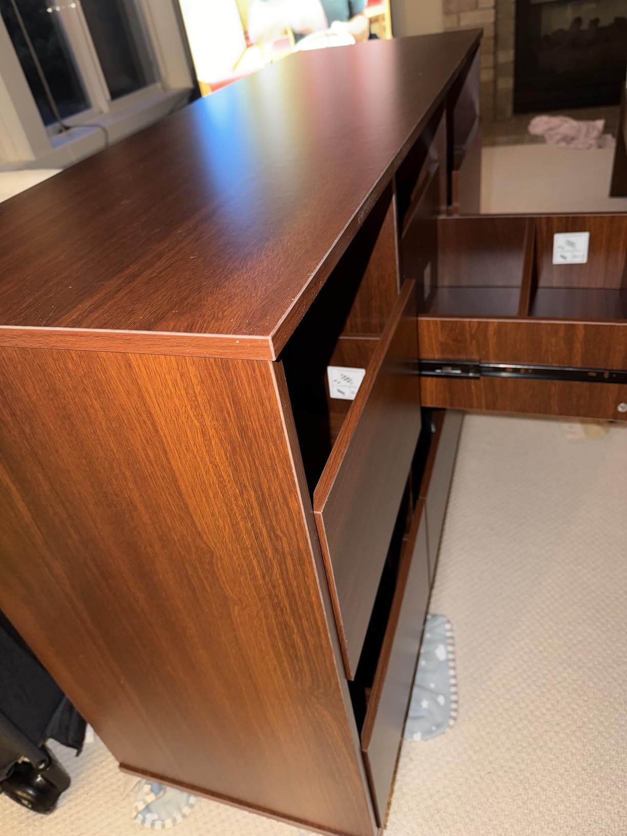 BROTTAR Large Record Player Stand with Vinyl Storage, Record Storage Cabinet, Mid Century Turntable Stand, Vinyl Record Storage Organizer with Shelves for Bedroom, Living Room, Brown customer photo 2