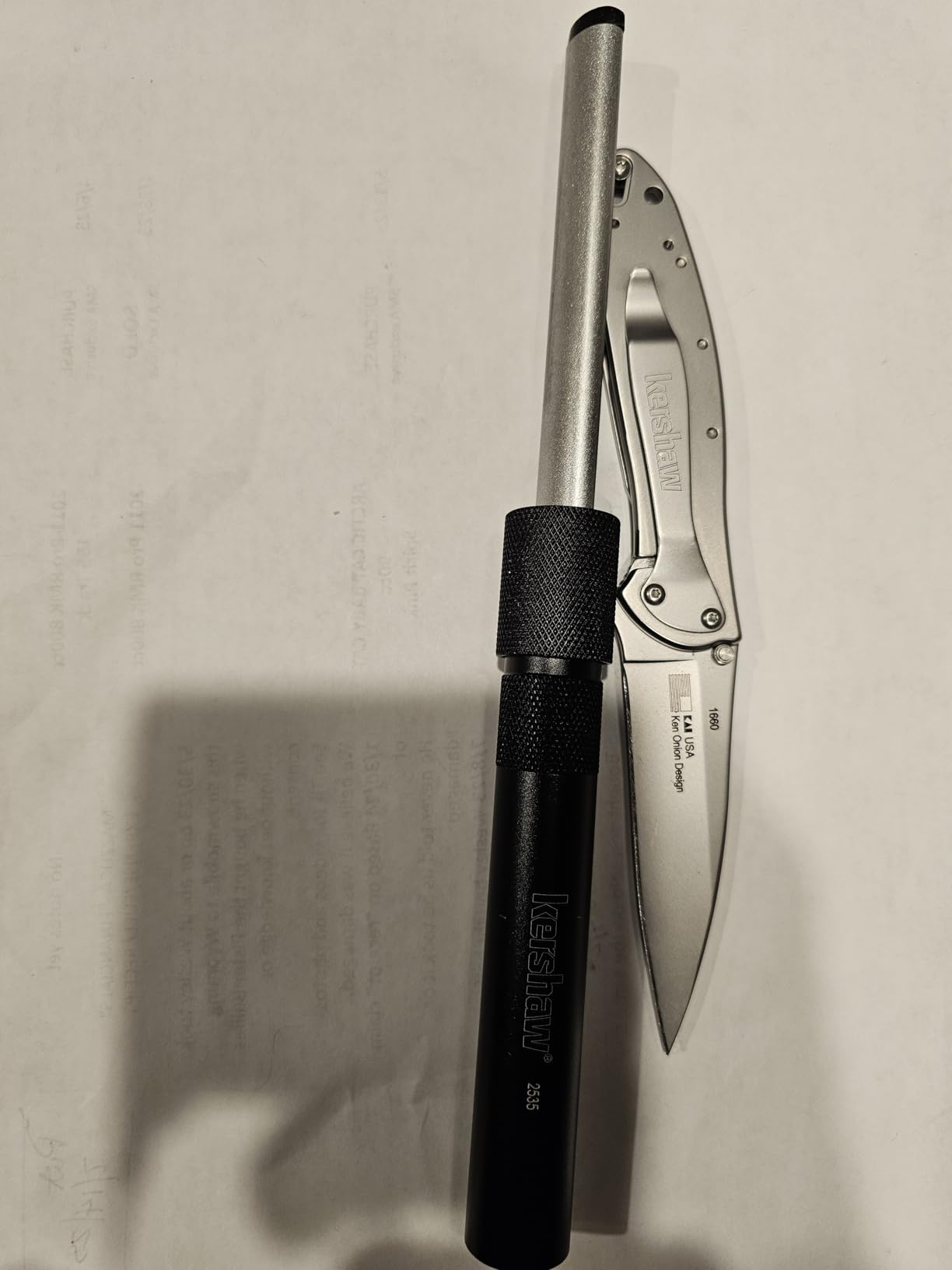 Kershaw Leek, BlackWash Pocket Knife (1660BLKW); 3 Inch Sandvik 14C28N Steel Blade, 410 Stainless Steel Handle, BlackWash Finish, SpeedSafe Assisted Open, Frame and Tip Locks, Reversible Pocketclip; 3 OZ customer photo 1