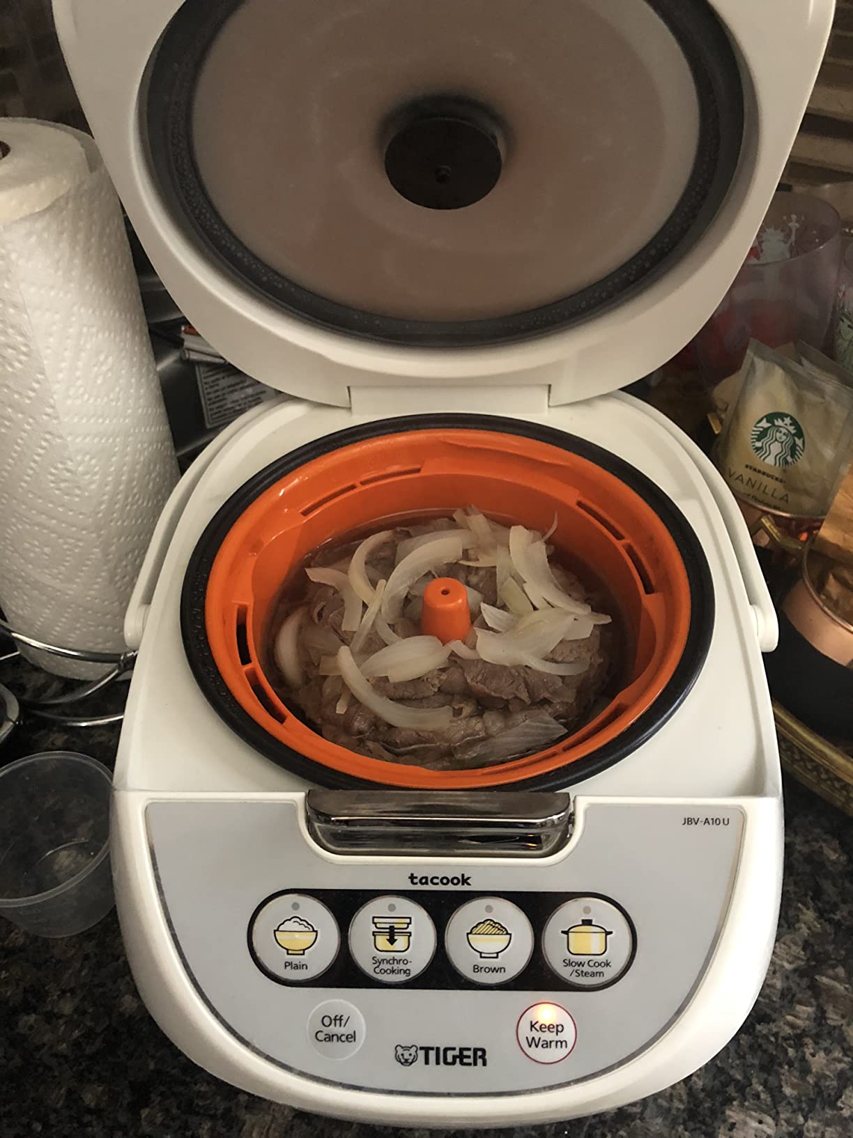 Tiger JBV-A10U-W 5.5-Cup (Uncooked) Micom Rice Cooker and Warmer with Tacook Food Steamer Cooking Tray Technology, White customer photo 2