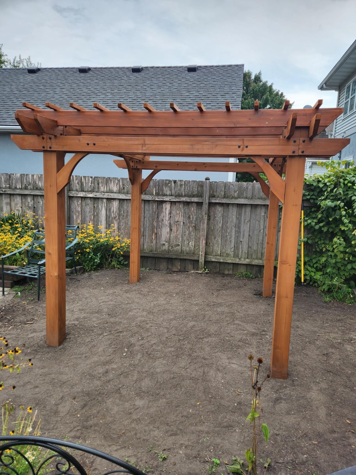 Backyard Discovery Beaumont 24' x 12' Traditional Cedar Wood Pergola Kit with Trellis Roof, All-Season Durability, High-Wind Rating, PowerPort, Shade for Outdoor Patio, Deck, Garden, and Entertaining customer photo 1